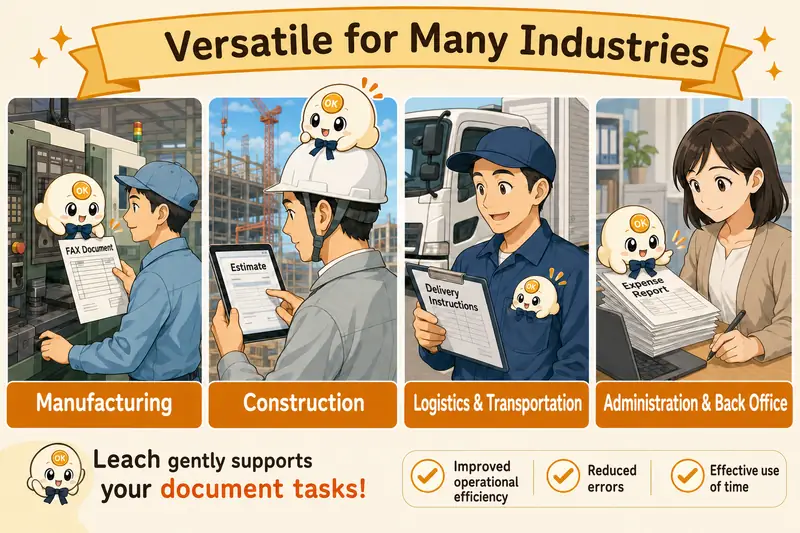 Lea-chan helping on-site staff across industries: factories, construction, logistics, and back office
